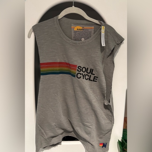 Aviator Nation Tops - NWT Aviator Nation x Soulcycle Raimbow skull  athleisure muscle tank